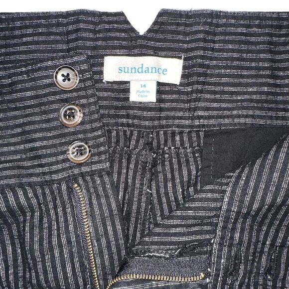 Sundance Amelia Linen Blend Black Pinstripe Pants 14 - Picture 5 of 10